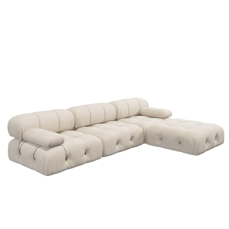 104" Wide Velvet Reversible Modular Sofa & Chaise with Ottoman