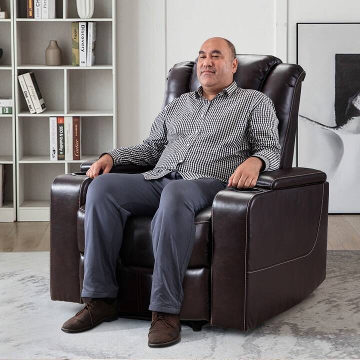 Breathable Leather Home Theater Seating with with USB Ports and Cup Holders