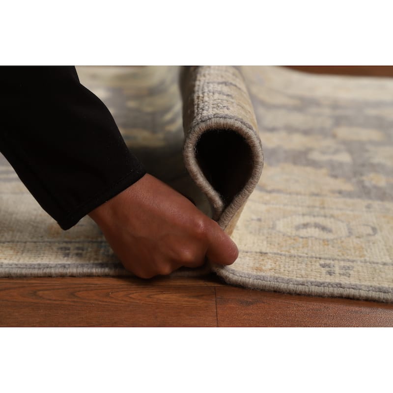 Hand Knotted Oriental 100% Wool Carpet Transitional All-Over Greys & Charcoal Oushak Area Rug - 5' 2'' X 3' 2''