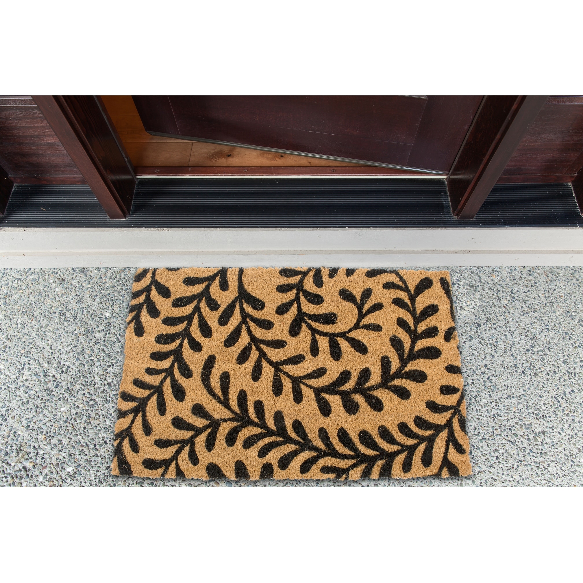 BIRDROCK HOME Go Away Doormat | 18 x 30 Inch | Vinyl Backed Coir Welcome  Mat with Black Border and Natural Fade | Outdoor