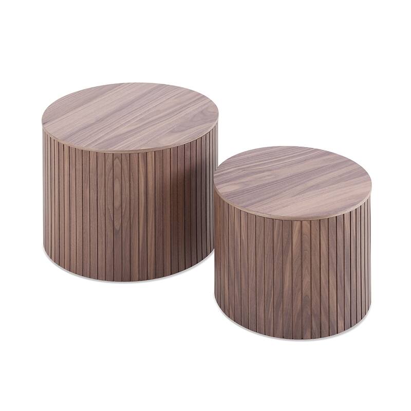 2pcs/set Nested Table Set Handcrafted Round Coffee Table For Living Room Lounge Area Home Office