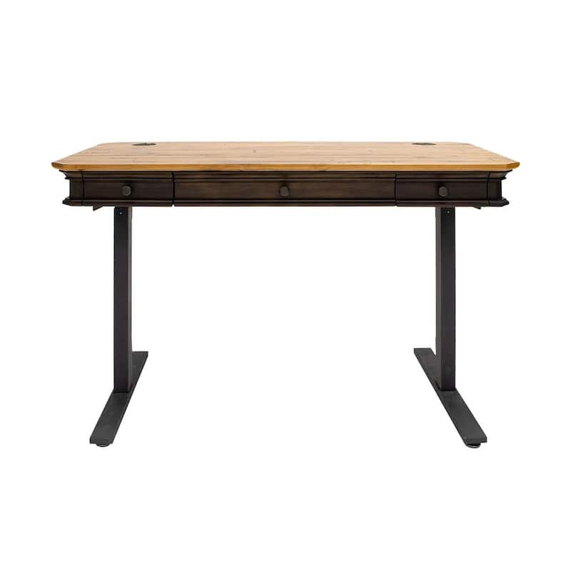 Executive Electric Sit/Stand Desk With Solid Plank Top, Brown