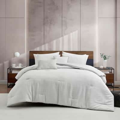 Kenneth Cole Space Dye Grid Grey Comforter Set