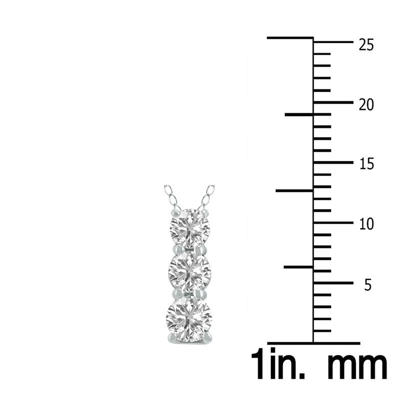 Marquee 1/2 CTW Lab Grown Diamond Three Stone Pendant in 14K White Gold