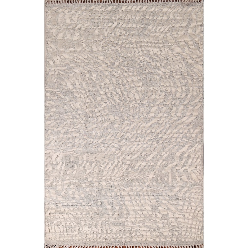 All-Over Abstract Moroccan Area Rug Handmade Wool Carpet - 5'11"x 8'10"