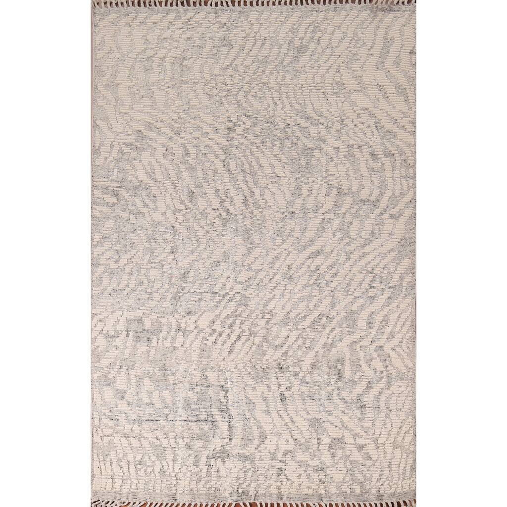 All-Over Abstract Moroccan Area Rug Handmade Wool Carpet - 5'11"x 8'10"