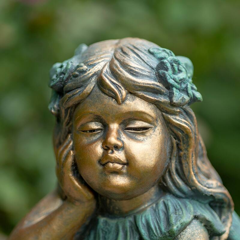 20" Tall Fairy Sitting on Flower Statue "Gardenia"