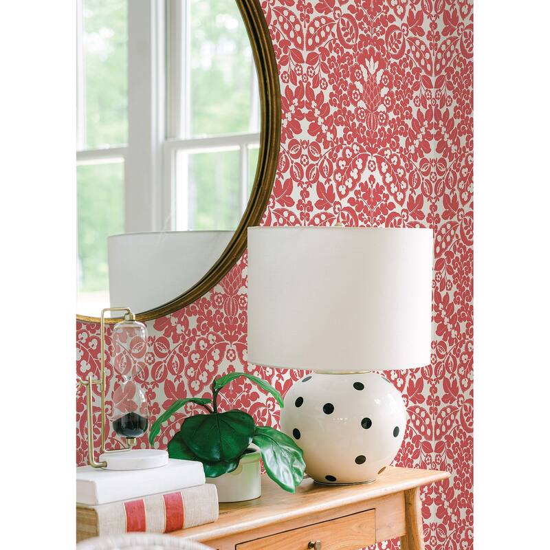 A-Street Prints Marni Red Fruit Damask Wallpaper