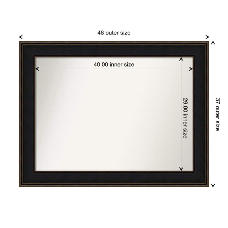Mezzanine Espresso Framed Non-Beveled Custom Wall Mirror, Bathroom Vanity Mirror - Outer Size: 47.75 x 36.75