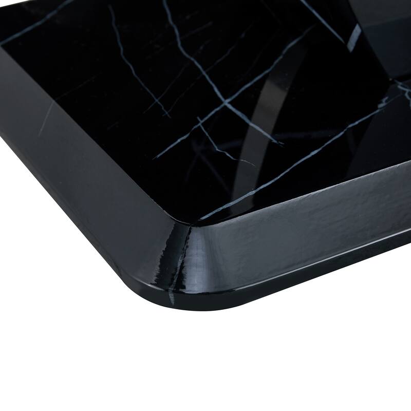 Roomfitters Rectangular MDF Coffee Table with Black Texture Finish, Minimalist Modern Side Table for Any Room, Black