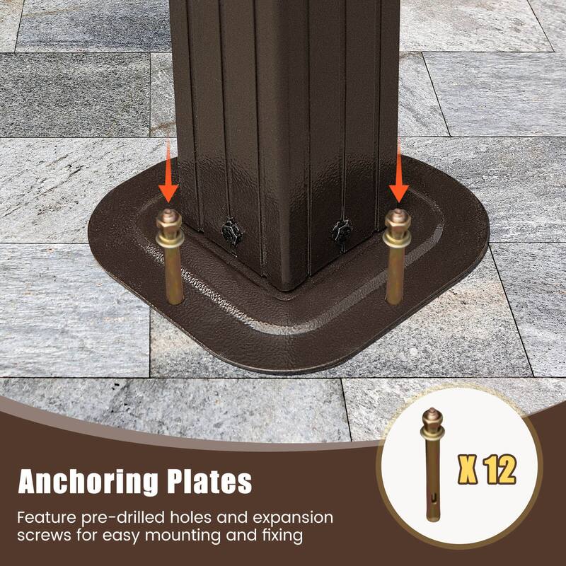 Costway 16 x 12 FT Hardtop Gazebo with Netting Heavy-Duty Double-Roof - Coffee - See Details