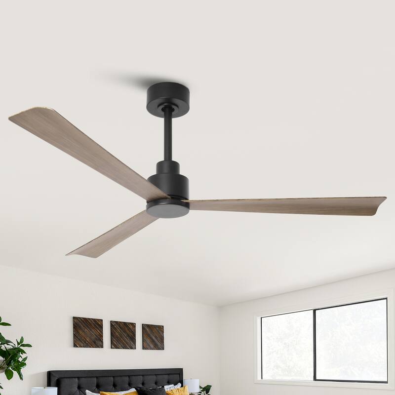 52 in. Matte Black Industrial Reversible DC Motor Ceiling Fan - 52" L x 52" W x 11.6" H