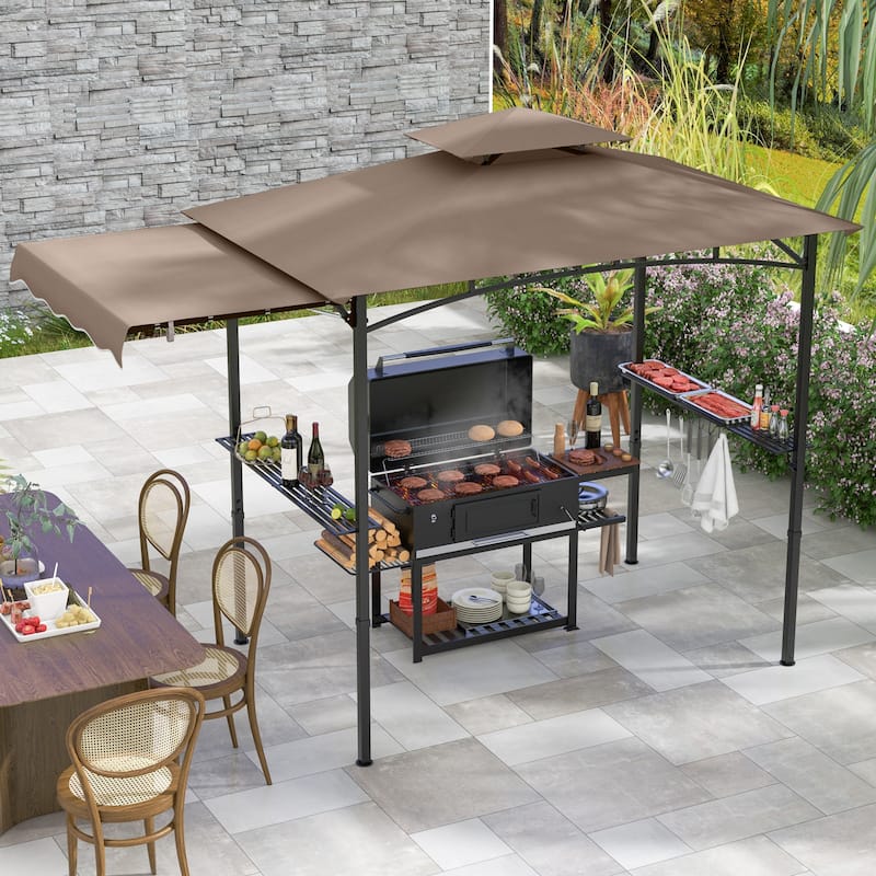 Gymax 11 x 5 FT Grill BBQ Gazebo w/ Side Awning Double-Tiered Top 2