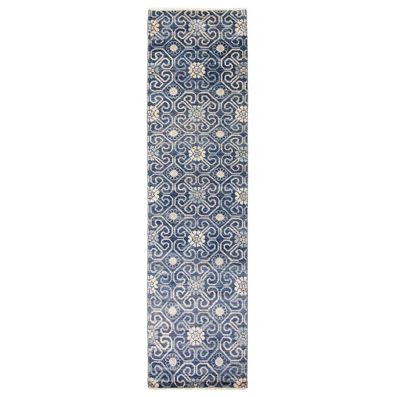 ECARPETGALLERY Hand-knotted Mystique Blue Wool Rug - 2'8 x 9'11 - Blue - 2'8 x 9'11