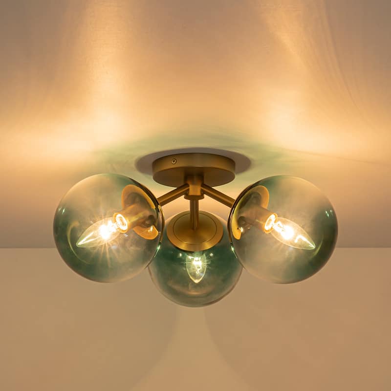 Modern 3-Light Semi Flush Mount With Opal Glass Shade