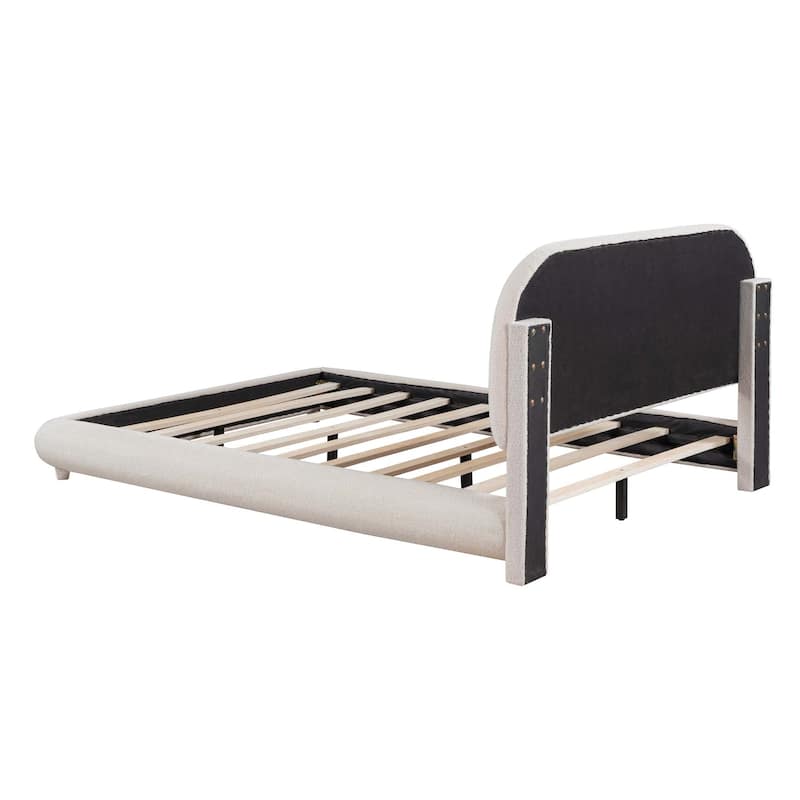 Stylish Curve-shaped Design Teddy Fleece Platform Bed