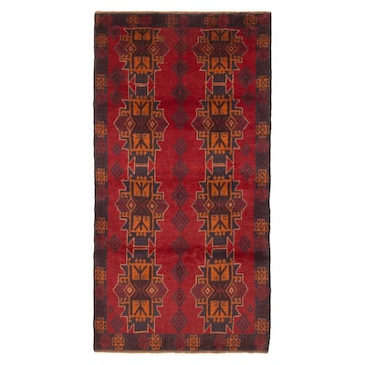 ECARPETGALLERY Hand-knotted Baluch Red Wool Rug - 3'5 x 6'7