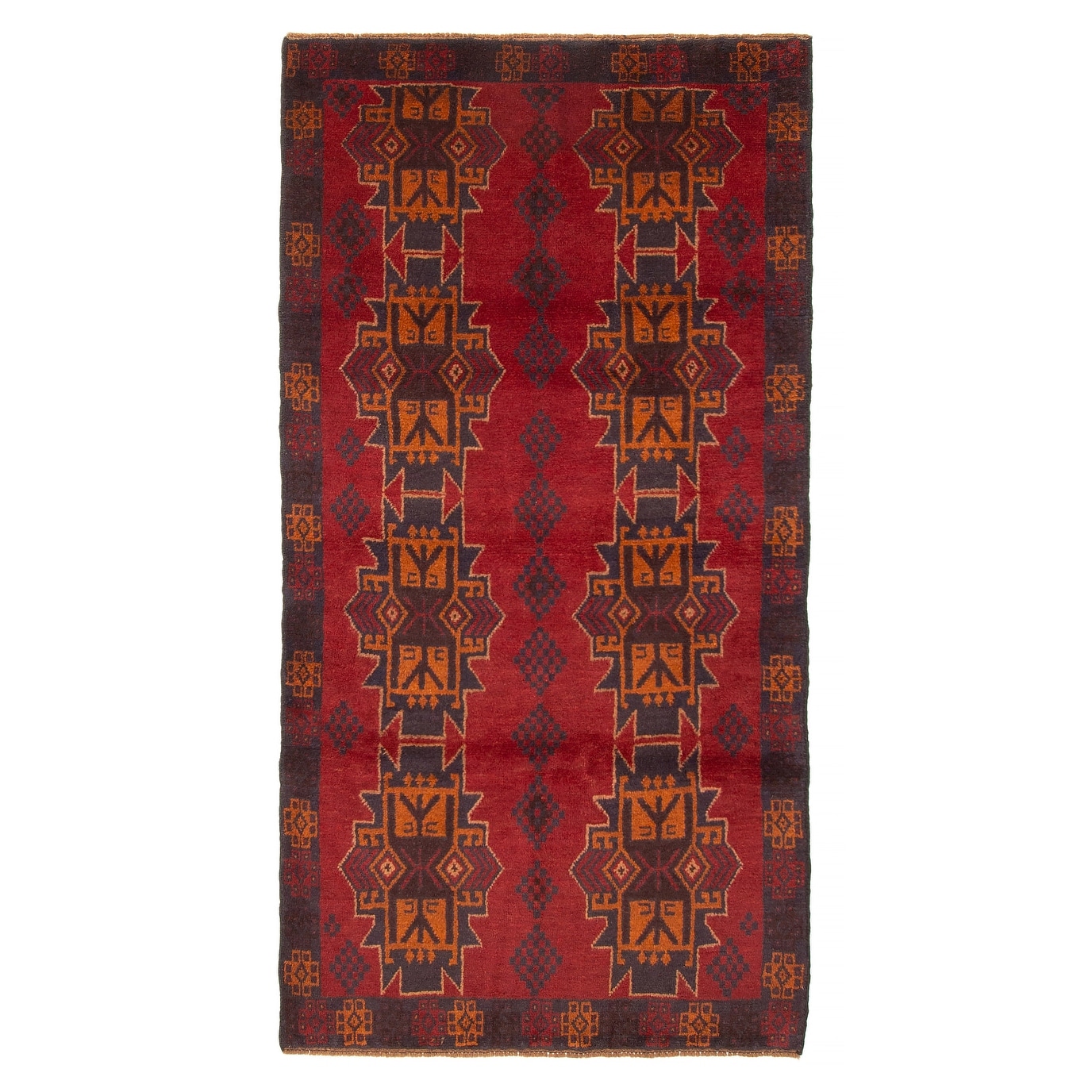 ECARPETGALLERY Hand-knotted Baluch Red Wool Rug - 3'5 x 6'7