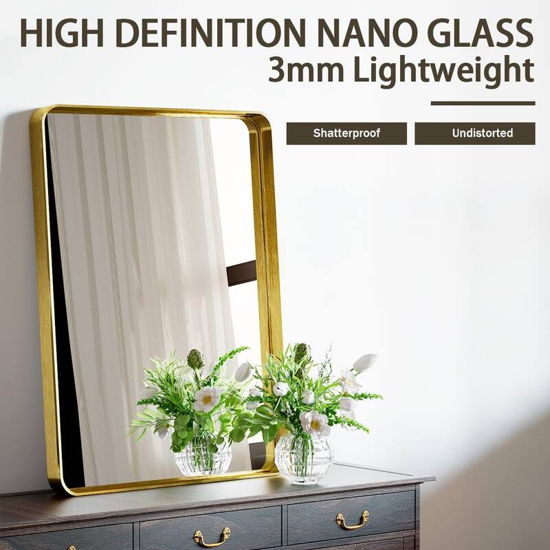 24 Inch Round Bathroom Mirror - Wall Mounted Circle Mirror with Metal Frame, Modern Mirror Suitable for Bathroom