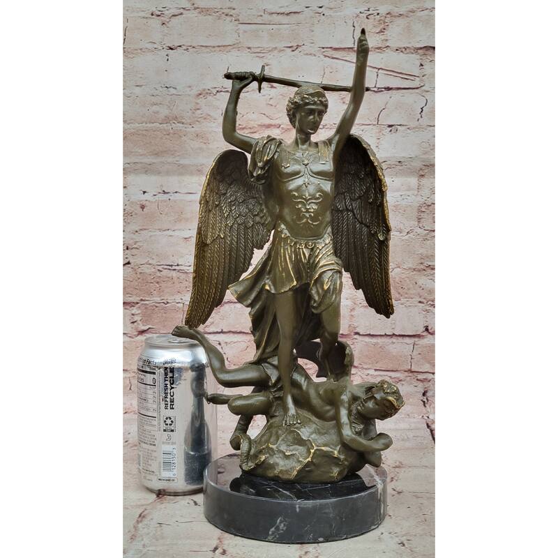 Saint Michael Slaying The Dragon Bronze Sculpture By Carpeaux