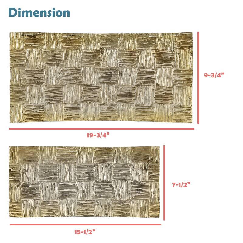 Aspen Creative 80005,Gold Rectangle Tray,(L)19-3/4"L x 9-3/4"W x 2-1/2"H,(S)15-1/2"L x 7-1/2"W x 1-1/2"H,Set Of 2