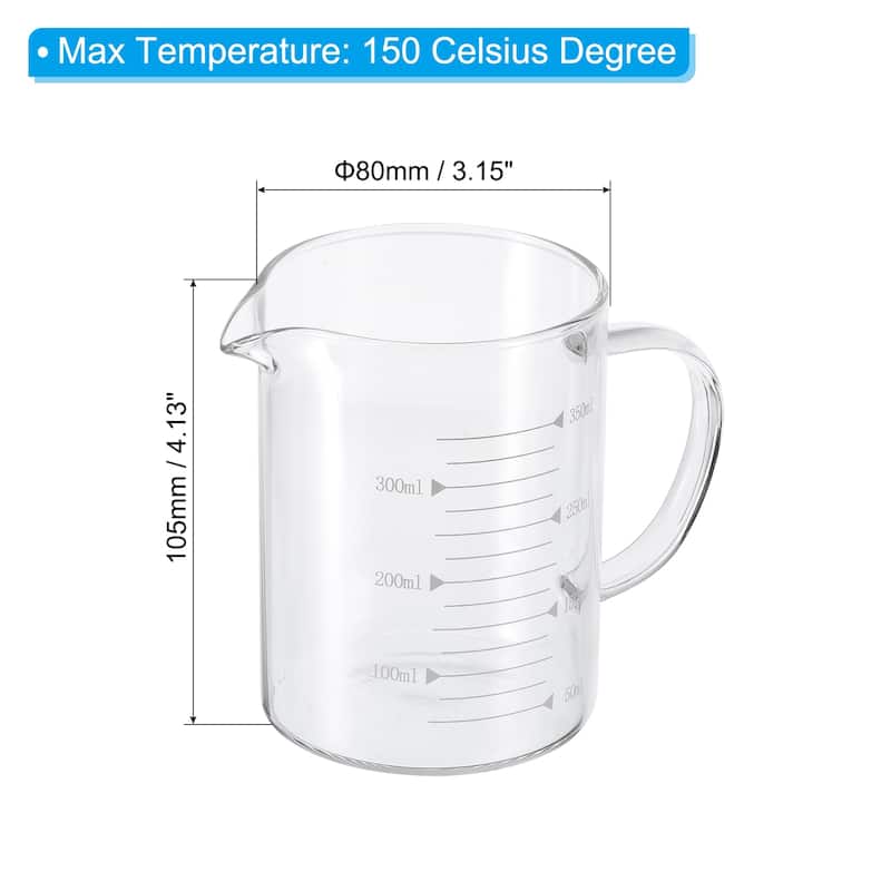 Glass Measuring Cup, 3.3 Borosilicate Glass for kitchen, Labs - White - 350ml