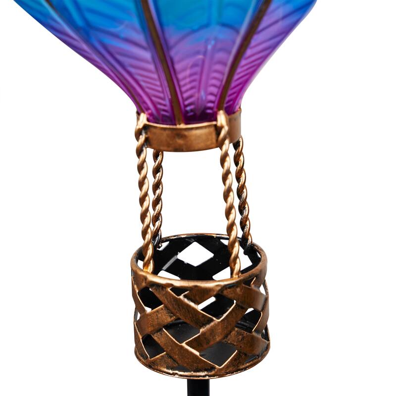 Solar Blue/Purple Hot Air Balloon Spinning Garden Stake w/LED