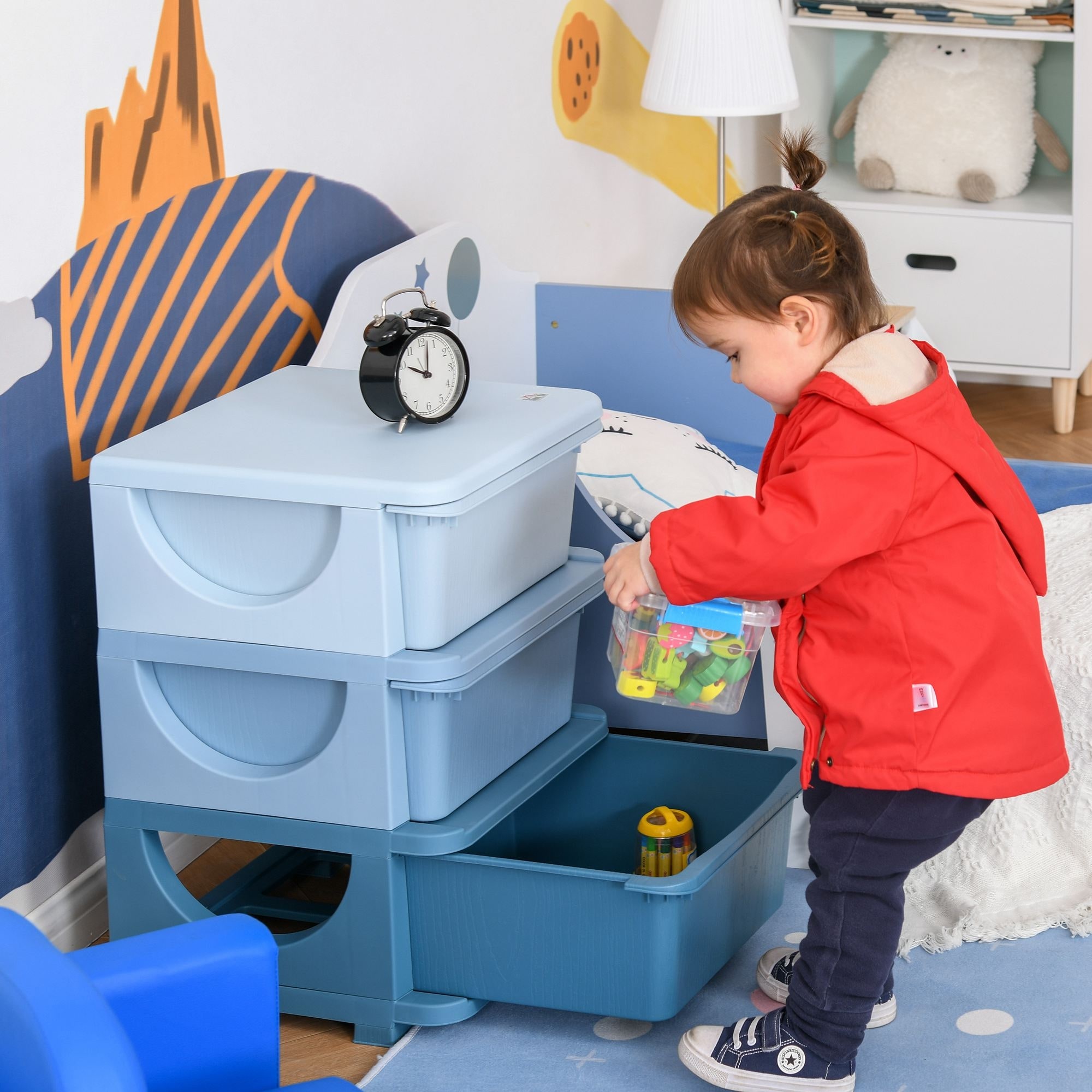 Qaba Kids Storage Unit Dresser Tower with Drawers 3 Tier Chest Toy