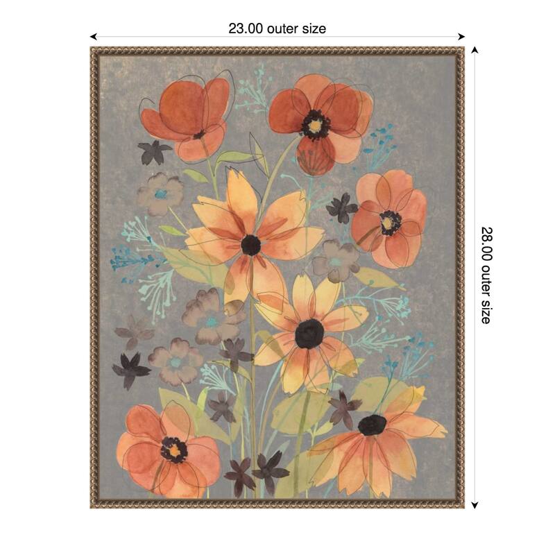 Offset Botanicals No. 2 by Grace Popp Framed Canvas Wall Art Print - Plastic - 23 x 28 in - Gold