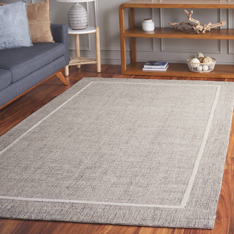 SAFAVIEH Handmade Ebony Steinvor Modern & Contemporary Wool Rug - 5' x 8' - Grey/Ivory