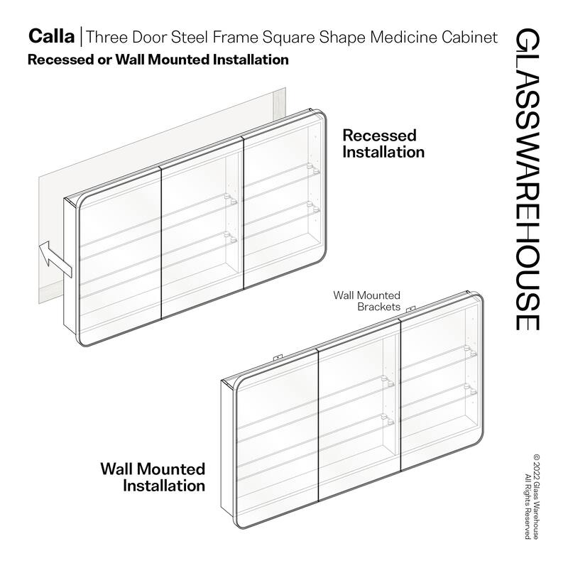 Glass Warehouse SC3-SQ-60X32 Calla 60" x 32" Framed Triple Door