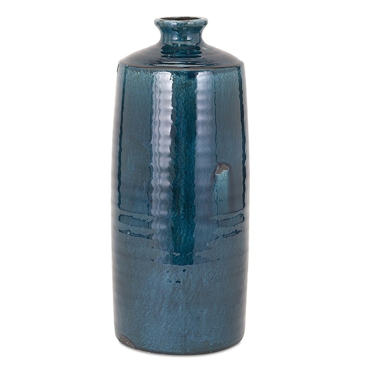 Shop 17 Large Arlo Rustic Blue Distressed Glazed Ceramic Vase