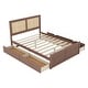 preview thumbnail 36 of 46, Rattan Platform Bed Frame with 4 Storage Drawers and Wooden Rattan Headboard for Kids, No Box Spring Needed
