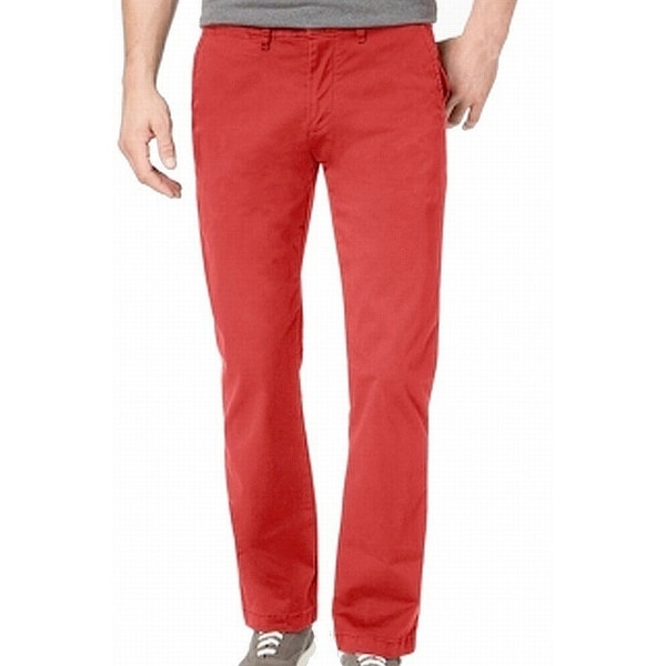 Tommy Hilfiger Mens Chino Pants Red 40x30 Custom-Fit Flat Front Stretch. Opens flyout.