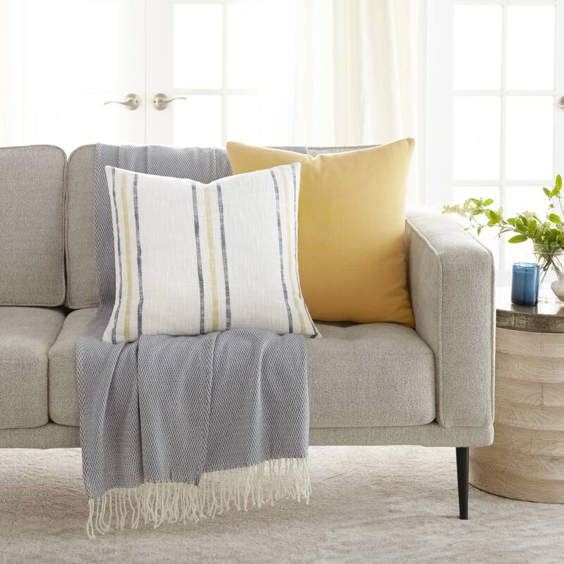 Yarn-Dyed Cotton Decor Throw Pillow in Framed Stripe