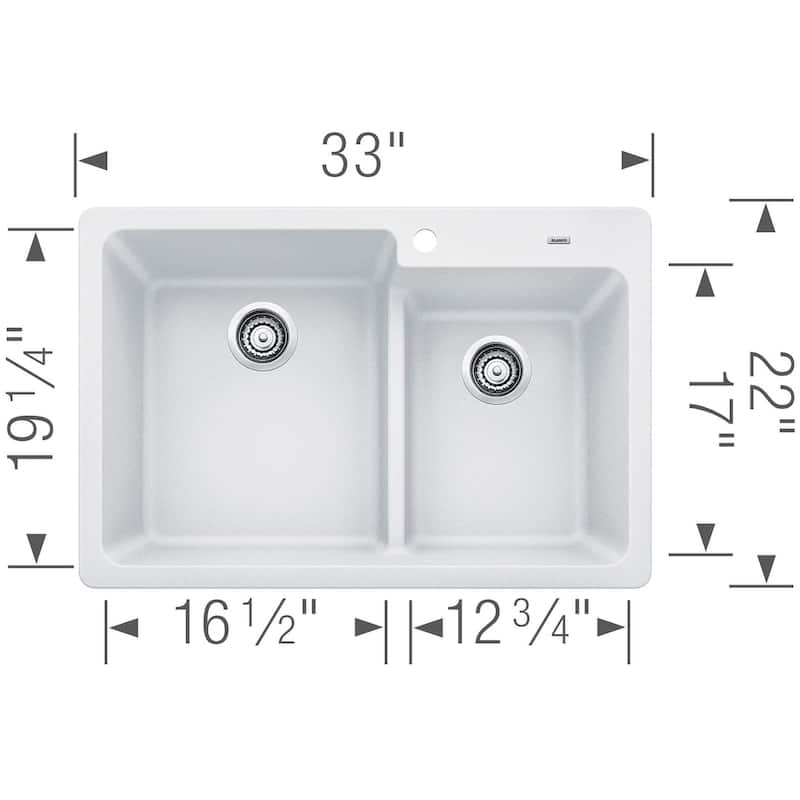 Blanco Grandis 33" Undermount Double Basin Silgranit Kitchen Sink