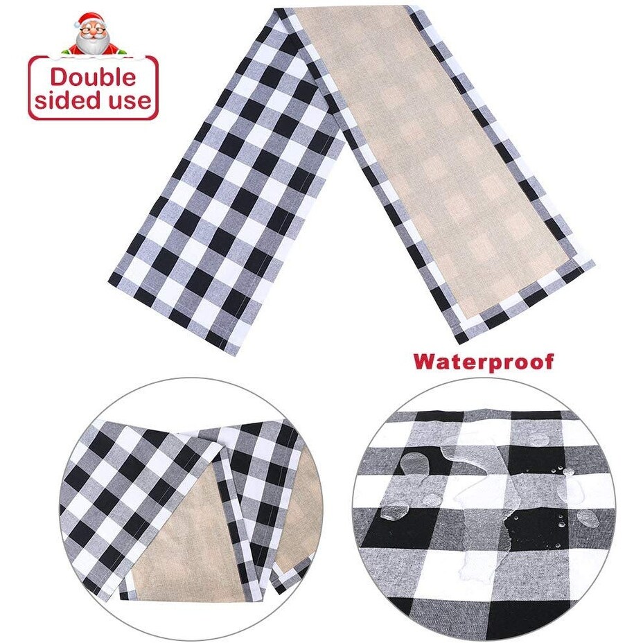 Thanksgiving Farmhouse joybest 14 x 72 Inch Buffalo Check Table Runner Cotton-Polyester Blend Black and White Plaid Handmade Table Runner for Family Dinner Christmas Gathering Parties Thanksgiving Farmhouse joybest 14 x 72 Inch Buffalo Check Table Runner Cotton-Polyester Blend Black and White Plaid Handmade Table Runner for Family Dinner Christmas Gathering Parties