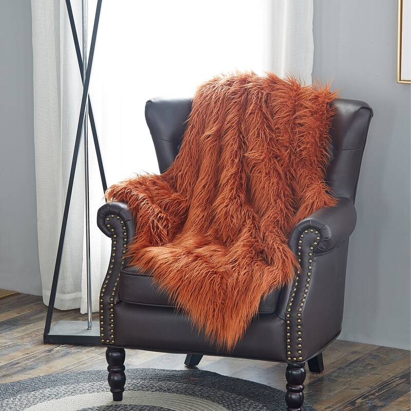 Karenne Shaggy Fauxfur Throw Blanket