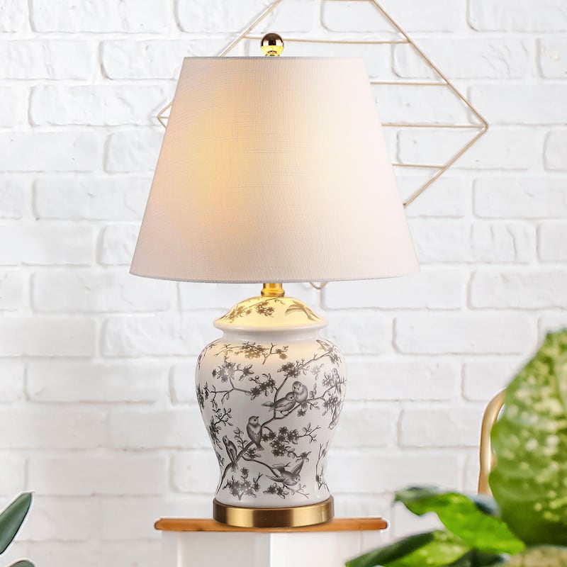 Penelope 22" Chinoiserie LED Table Lamp, Blue/White by JONATHAN Y