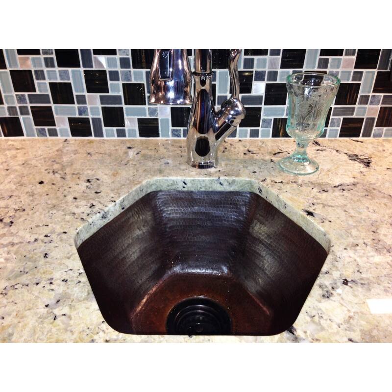 Miseno Hexagon 16" Copper Drop-In or Undermount Bar Sink