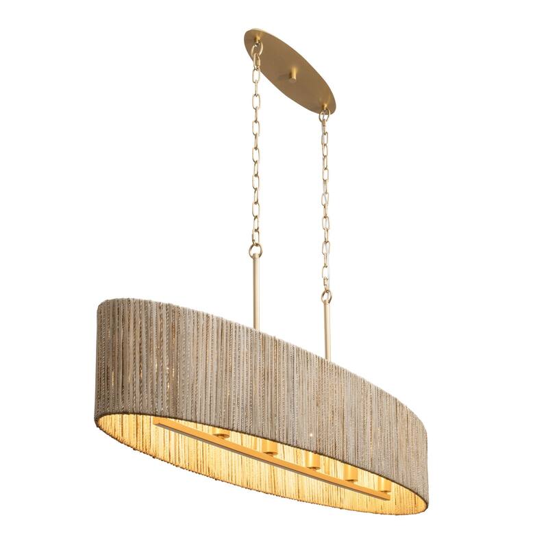 Smithsonian Jacob's Ladder 6-Light 48" Long Kitchen Island Pendant with Handwoven Shade - N/A