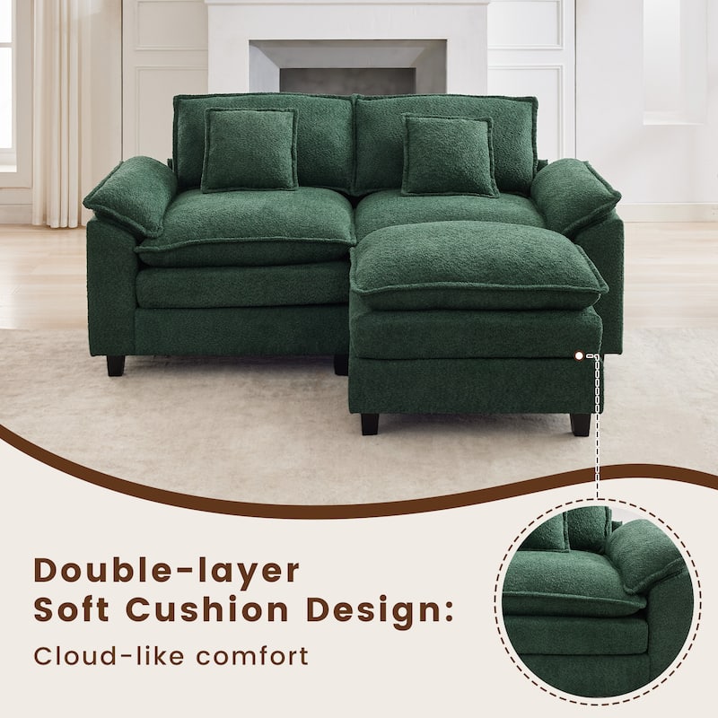 Modular Chenille Sectional Sofa with Ottomans, Deep Seat, Wide Padded Armrests, 2-Seat / 3-Seat / 4-Seat Options