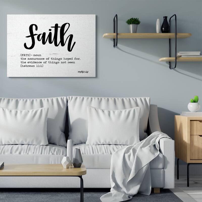 Stupell Faith Definition Religious Black And White Word Design Canvas Wall Art