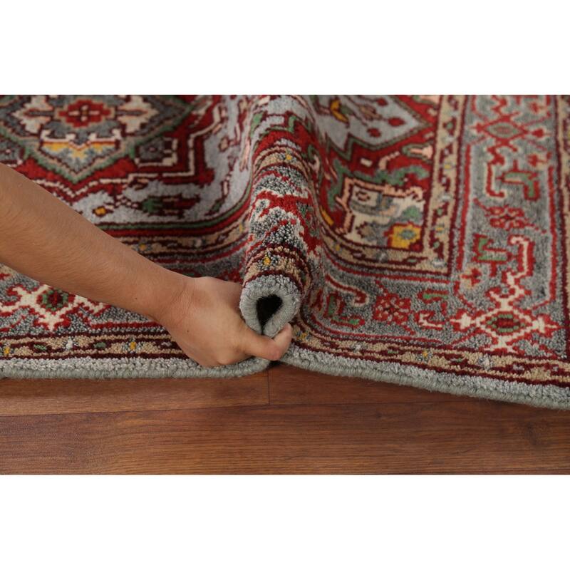 Heriz Serapi Indian Accent Rug Hand-Knotted Wool Carpet - 3'1"x 4'11"