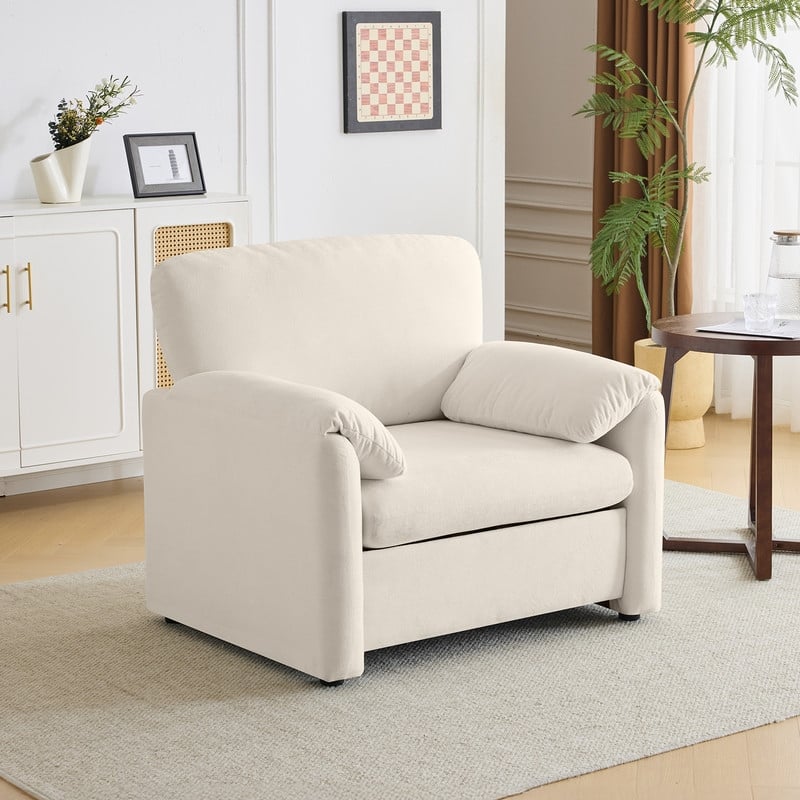 Modern Elephant Ears Armchair Accent Sofa Comfortable Seating for Living Room & Bedroom - Beige
