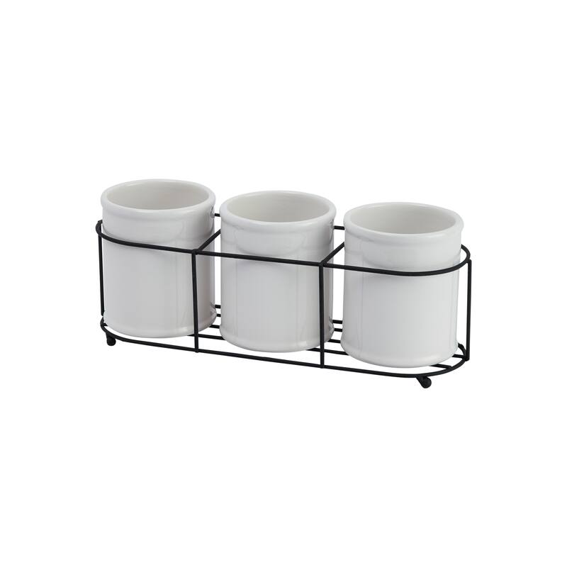 Ceramic Crocks in Metal Holder