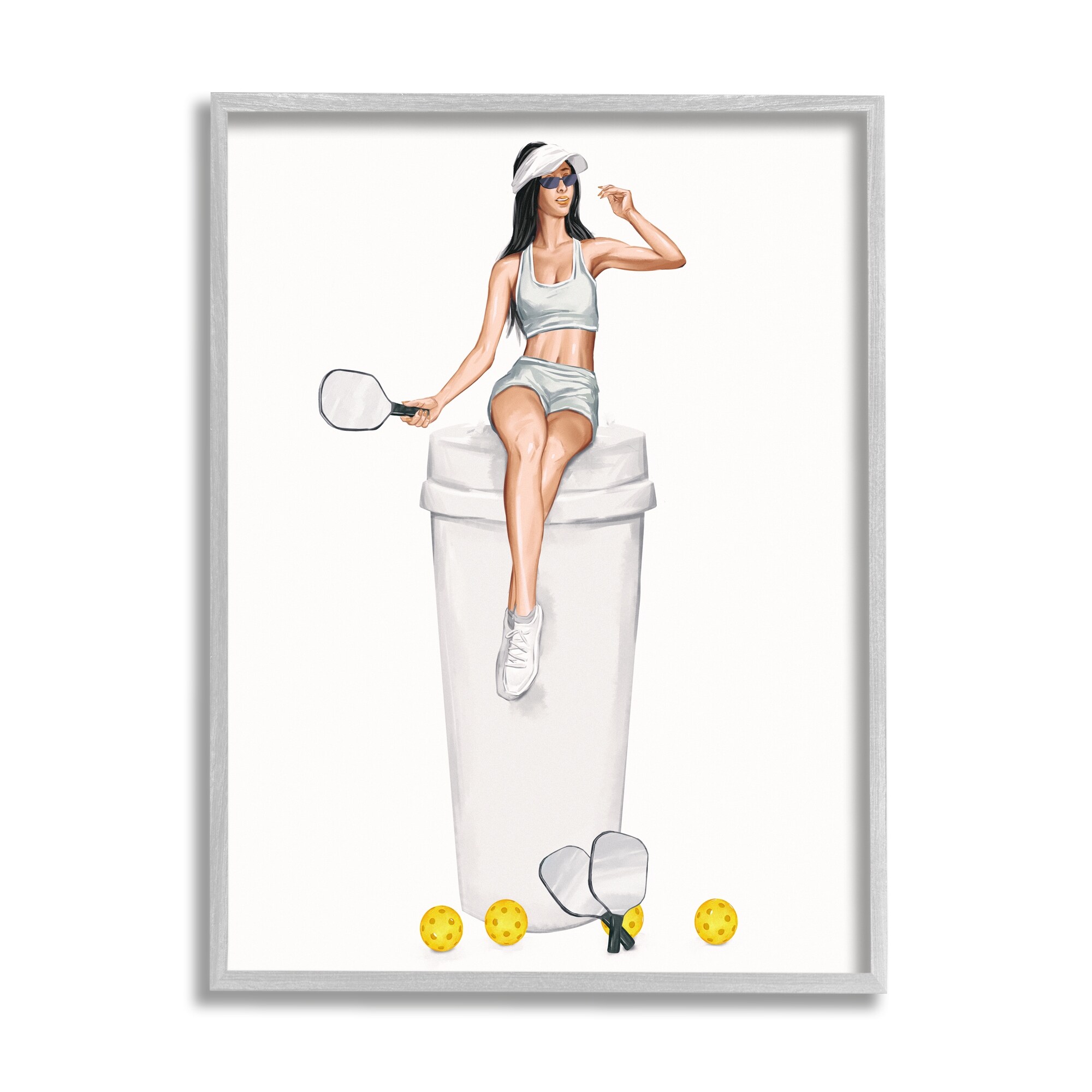 Stupell Athletic Tennis Girl Coffee Cup Framed Giclee Art by Ziwei Li
