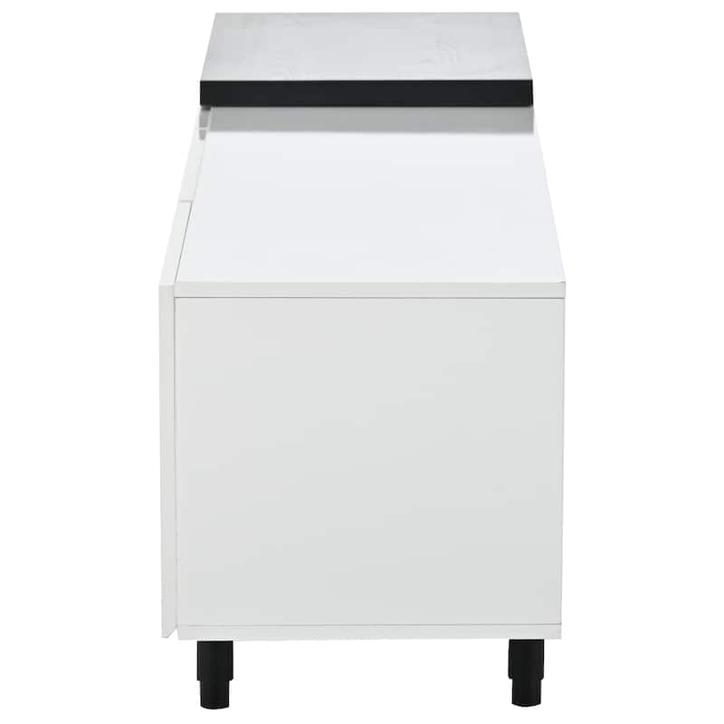White Modern Style Extendable TV Stand with Three Drawers and Shelf for TVs Up to 80"