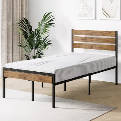 Platform Bed Frame with Wood Headboard No Box Spring Needed