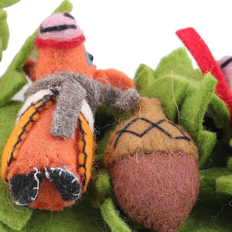 Novica Handmade Barnyard Party Wool Felt Wreath - Green